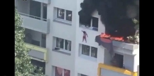 VÍDEO:  Duas crianças saltam de mais de 10 metros para escapar de incêndio