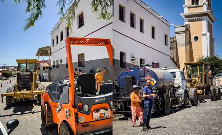 Bal Lins comemora chegada das máquinas que iniciarão 2ª etapa de pavimentação em São José de Piranhas