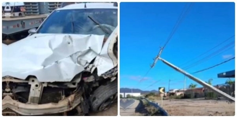 Em Itaporanga, Carro colide com poste em rodovia