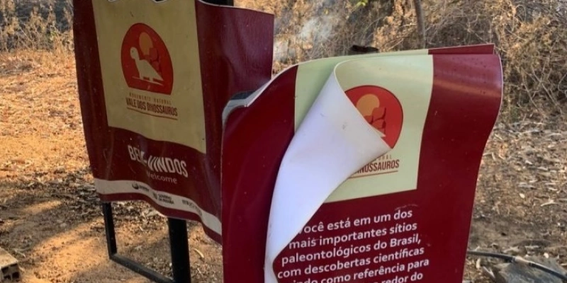 Incêndio atinge vegetação do Vale dos Dinossauros, em cidade de Sousa